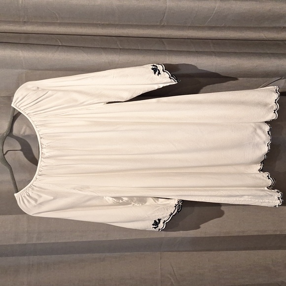 CC Chic Collection Beach Dress White With Blue Embroidery Mini Length Size XL - Picture 7 of 10